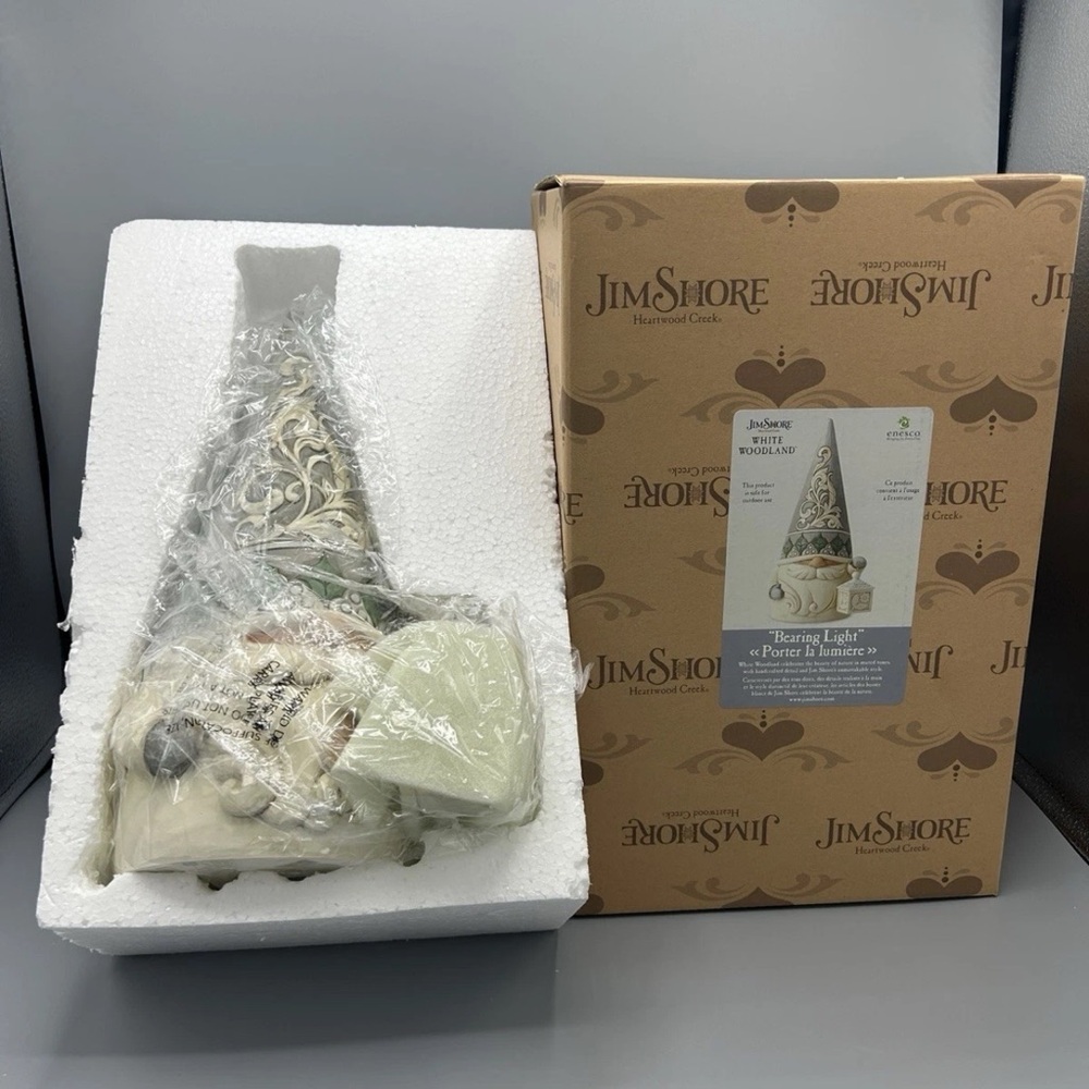Jim Shore White Woodland Gnome with Lantern - Picture 6 of 6